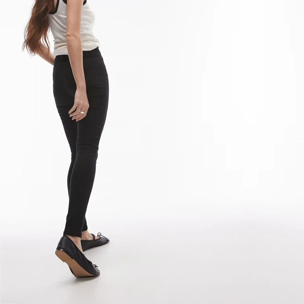 2/$30 Topshop Moto Jamie Jeans High Rise Ankle Skinny Licorice Black 25 #9368